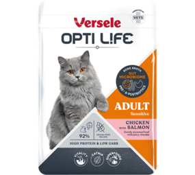Opti Life  Opti Life Kat Natvoer Adult met Kip & Zalm (Brokjes in saus)