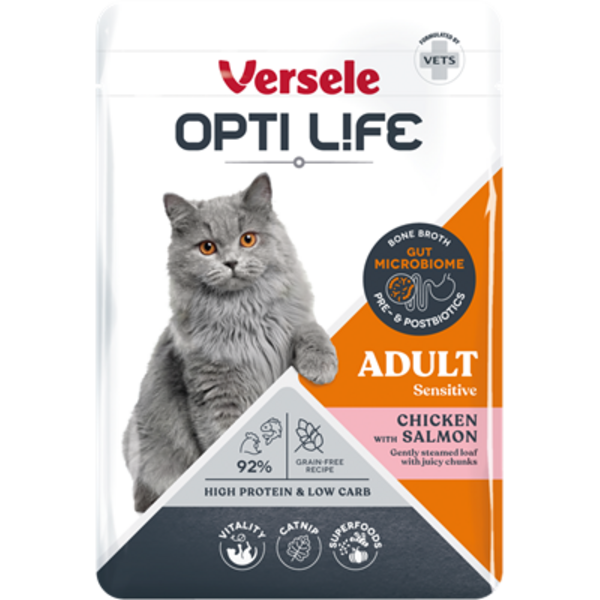 Opti Life  Opti Life Kat Natvoer Adult met Kip & Zalm (Brokjes in saus)