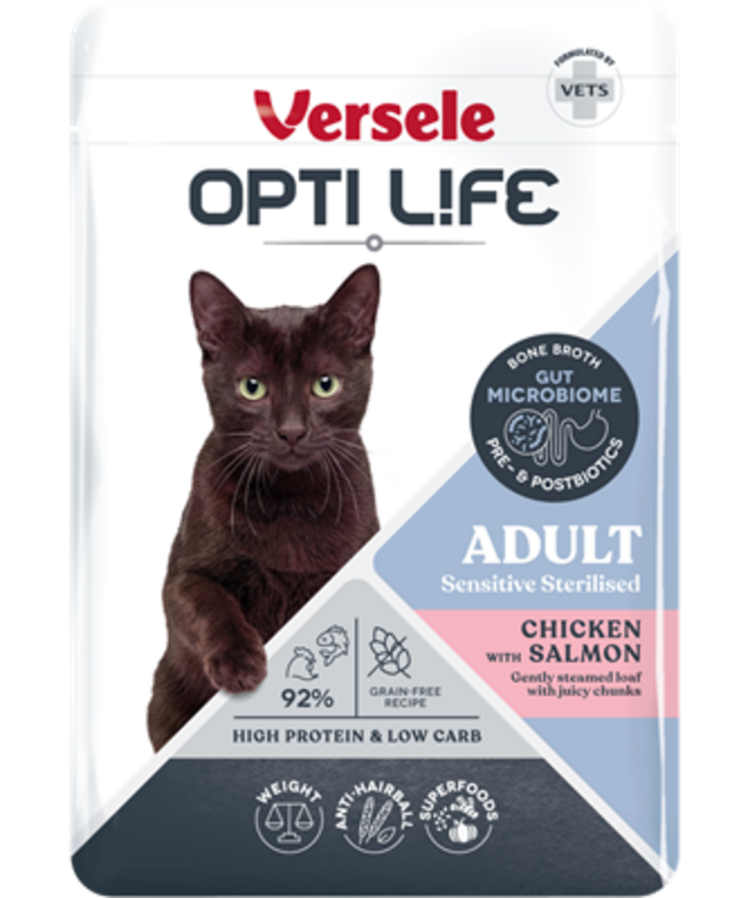 Opti Life Opti Life Kat Natvoer Adult Sterilised met Kip & Zalm (Brokjes in saus) Opti Life Opti Life Kat Natvoer Adult Sterilised met Kip & Zalm (Brokjes in saus)