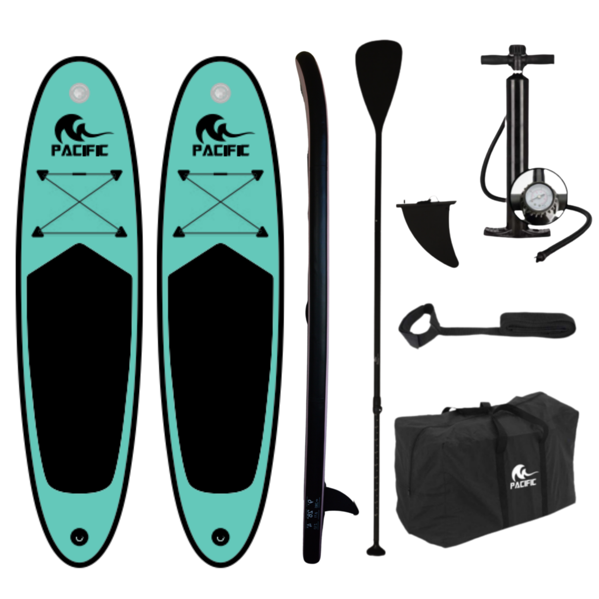 BOARD günstig Kaufen-Zweierset! - Pacific SUP Aufblasbares Stand Up Paddel Board - Ozeangrün & Ozeangrün - Premium Version - 285cm - 100kg Tragkraft. Zweierset! - Pacific SUP Aufblasbares Stand Up Paddel Board - Ozeangrün & Ozeangrün - Premium Vers