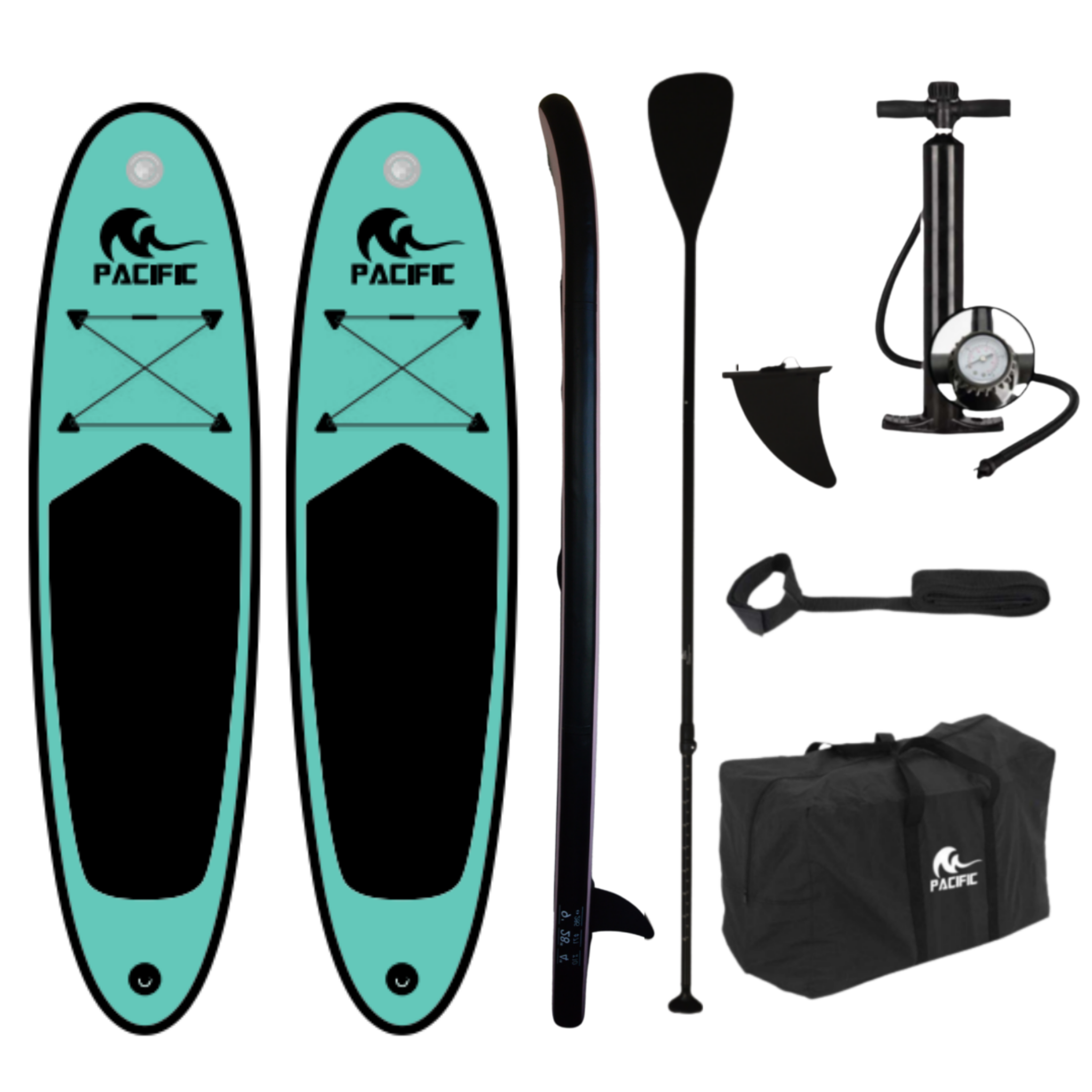 Zweierset! Pacific SUP Aufblasbares Stand Up Paddel Board Ozeangrün