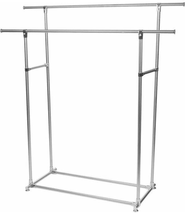 Perel Metall Kleiderständer mit 2 Stangen MP62 - 75kg Kapazität - 145x50x155cm