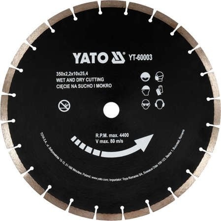 durch alle günstig Kaufen-YATO Diamanttrennscheibe - 24T - Durchmesser 350mm - Für alle Betonsägenmarken. YATO Diamanttrennscheibe - 24T - Durchmesser 350mm - Für alle Betonsägenmarken <![CDATA[Diamantsägeblatt aus heißgepresstem Beton für hohe Haltbarkeit. 