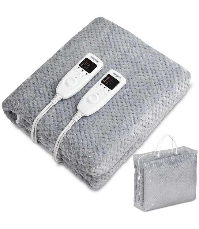 Monzana Doppel-Heizdecke Coral Fleece Grau 160x140cm inkl. Timer