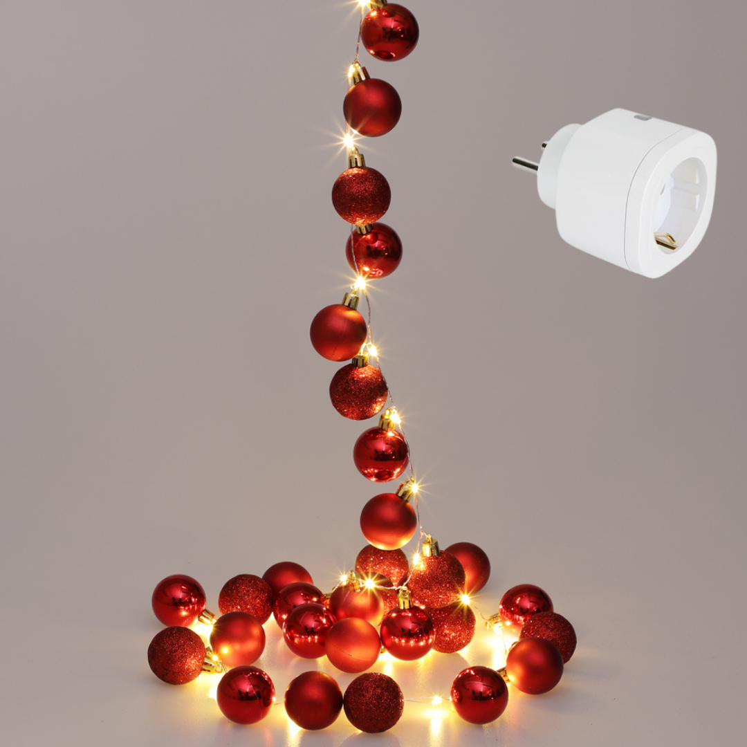 Casa Weihnachtsbeleuchtung Kugeln Weihnachtsdekoration 40-LED - Rot - 2m und Perel Smart home Wifi p
