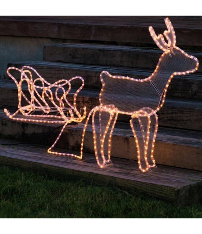 Nampook Weihnachtsbeleuchtung Rentier mit Schlitten 60 x 28 x 77 cm