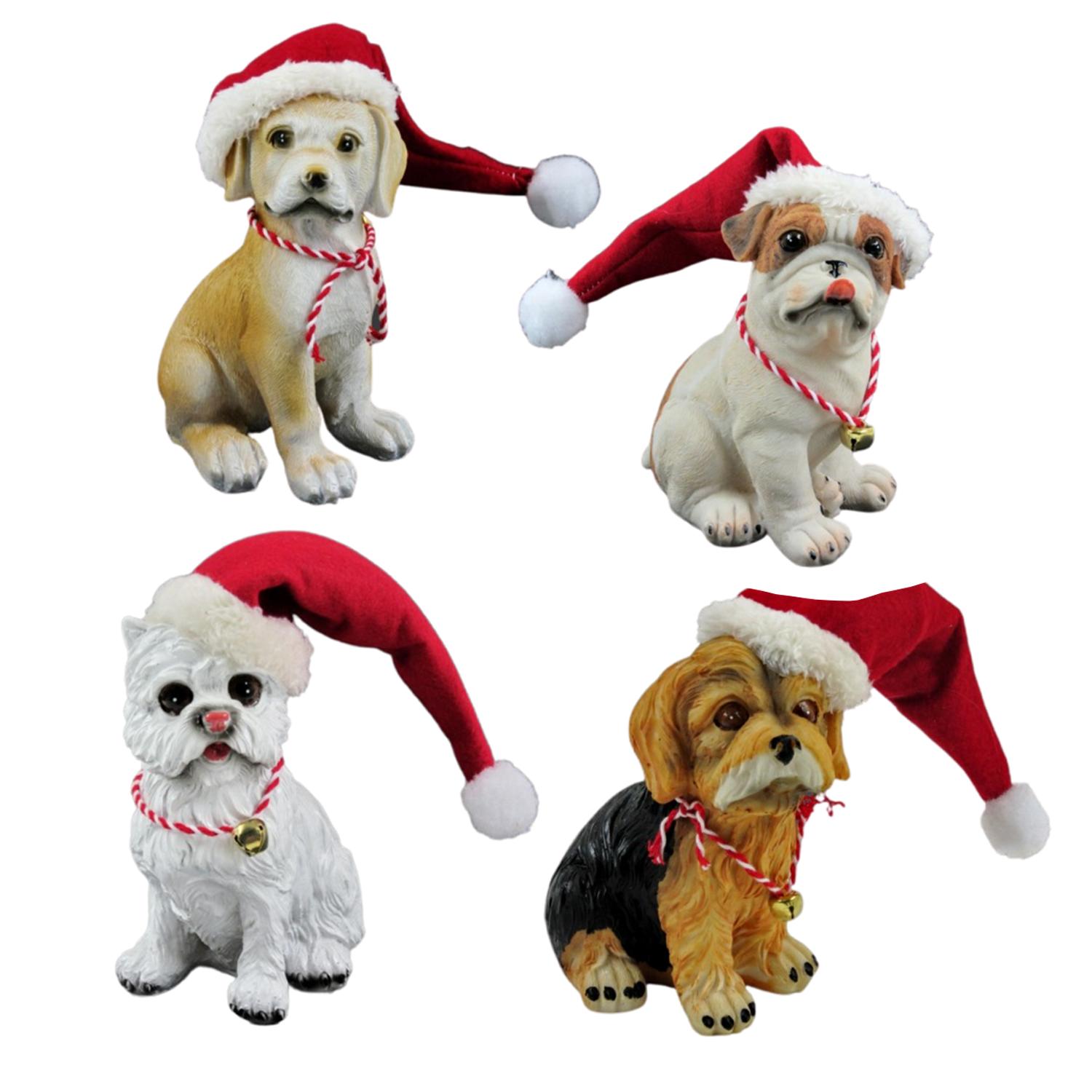 Figuren und günstig Kaufen-Hunde mit Weihnachtsmannmütze 14cm SET aus 4 Stück - Weihnachtsfiguren. Hunde mit Weihnachtsmannmütze 14cm SET aus 4 Stück - Weihnachtsfiguren <![CDATA[Informationen zum Produkt Für den Hundeliebhaber, der sein Interieur in eine origi