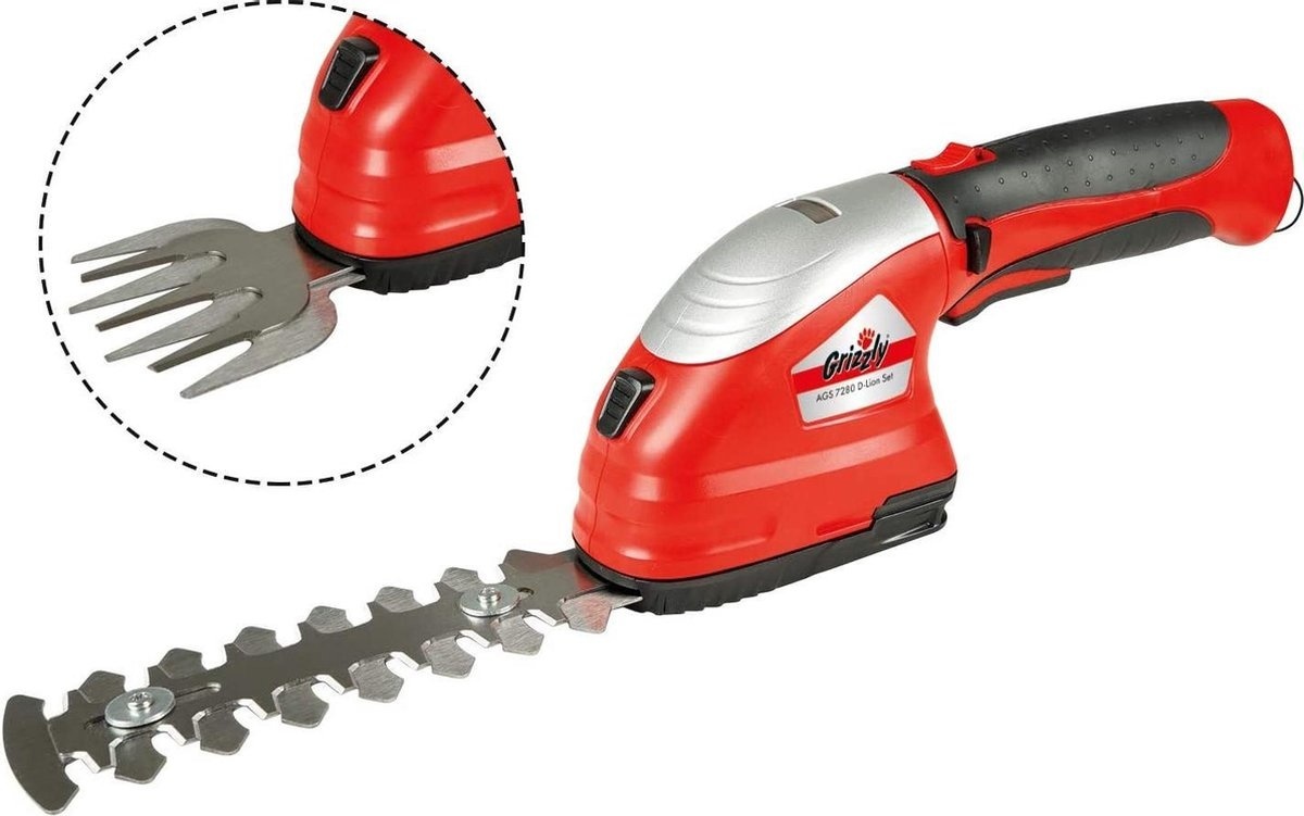 Grizzly Tools Grasschere - Gras-Strauchschere - mit Akku AGS 3680 - Rot