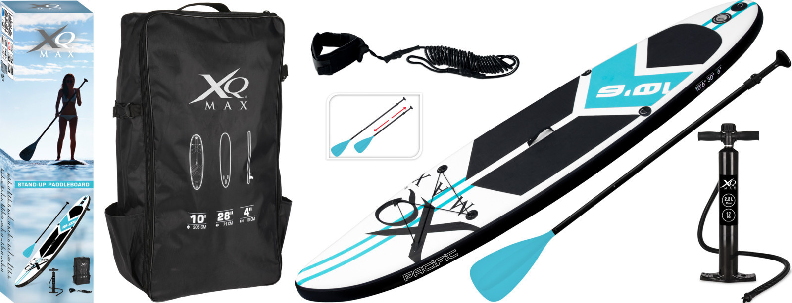 XQ Max Sup Board - 320cm - Bis zu 150kg - Blau - Komplettset