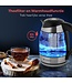 KitchenBrothers Elektrischer Wasserkocher - 1,8L - Temperaturregelung - Warmhaltefunktion - mit Teefilter - 2200W - 1,8L - Glas - Edelstahl