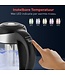 KitchenBrothers Elektrischer Wasserkocher - 1,8L - Temperaturregelung - Warmhaltefunktion - mit Teefilter - 2200W - 1,8L - Glas - Edelstahl