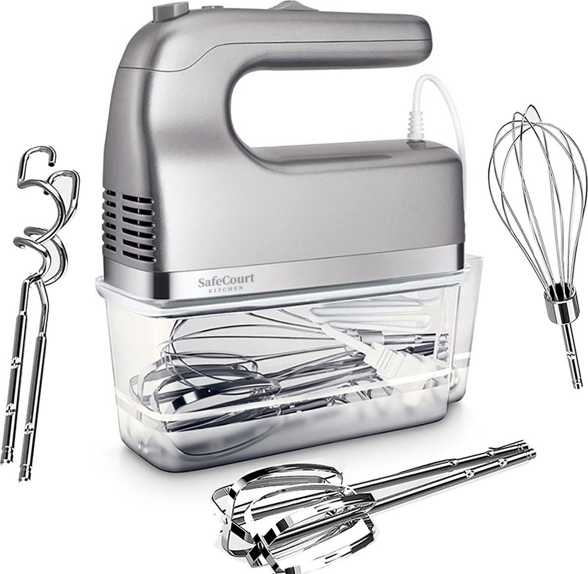 Handmixer günstig Kaufen-Safecourt Kitchen Handmixer - Aufbewahrungsbasis - Quirl & Knethaken & Schneebesen. Safecourt Kitchen Handmixer - Aufbewahrungsbasis - Quirl & Knethaken & Schneebesen <![CDATA[Der Safecourt Kitchen Handmixer hilft Ihnen bei der Zubereitung