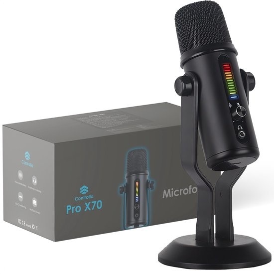 Controlla USB-Mikrofon - Kondensatormikrofon für PC - Gaming-Mikrofon - Streaming - Podcast-Mikrofon