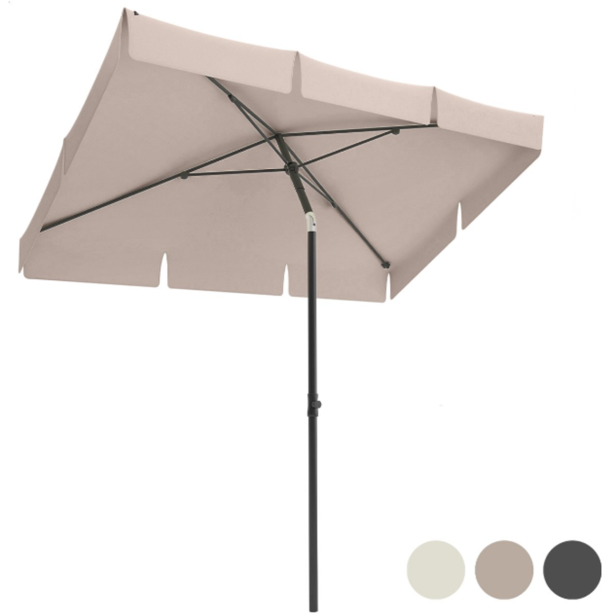 Sonnenschirm Rechteckig günstig Kaufen-LifeGoods Sonnenschirm - 200x125cm - 30° neigbar - wasserdicht - mit Bezug - Taupe. LifeGoods Sonnenschirm - 200x125cm - 30° neigbar - wasserdicht - mit Bezug - Taupe <![CDATA[Mit diesem rechteckigen Balkon-Sonnenschirm von LifeGoods haben Sie a