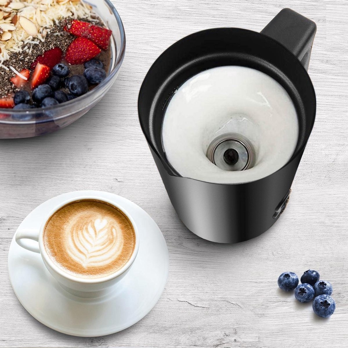 BWare KitchenBrothers Elektrischer Milchaufschäumer 240 ML Schwarz Online kaufen bei