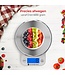 KitchenBrothers Küchenwaage - Waage Küche Digital - 1 g bis 6 kg - Tara Funktion - Batterien enthalten - Edelstahl/Weiß