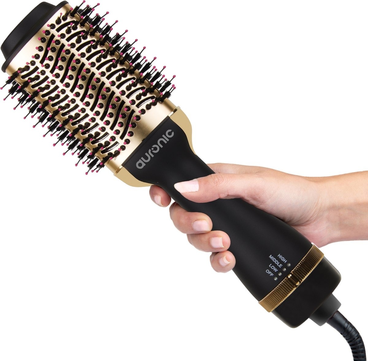 Haartrockner PRO günstig Kaufen-Auronic 3-in-1 Haartrocknerbürste rund - Keramik-Magic-Bürste -  1000W - Schwarz/Gold. Auronic 3-in-1 Haartrocknerbürste rund - Keramik-Magic-Bürste -  1000W - Schwarz/Gold <![CDATA[Dieses Produkt ist neu und wurde gründlich auf Hygie