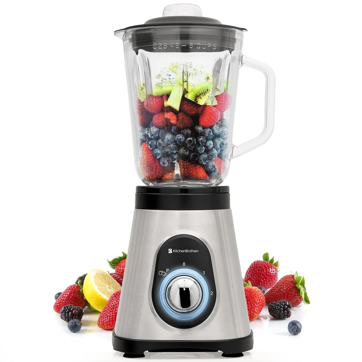 KitchenBrothers günstig Kaufen-KitchenBrothers Smoothie Mixer - 1,5 Liter - Glaskrug - 3 Ständer - 700W - Edelstahl/Schwarz. KitchenBrothers Smoothie Mixer - 1,5 Liter - Glaskrug - 3 Ständer - 700W - Edelstahl/Schwarz <![CDATA[Dieses Produkt ist neu und wurde gründlich auf H