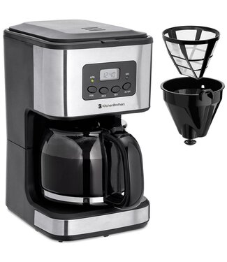 KitchenBrothers KitchenBrothers Kaffeemaschine - Filterkaffee - mit Glaskanne - 12 Tassen - Schwarz/RSF