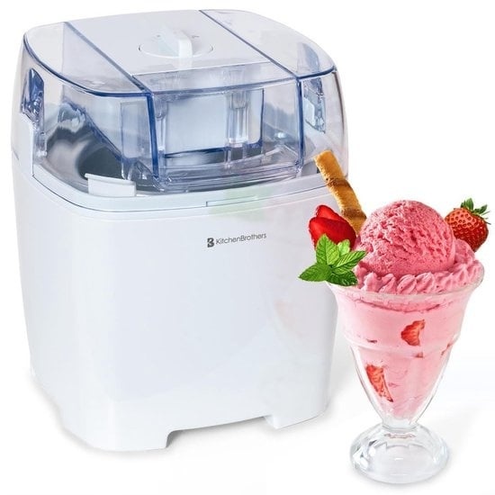 KitchenBrothers Eismaschine - Eismaschine - 1.5L - Weiß