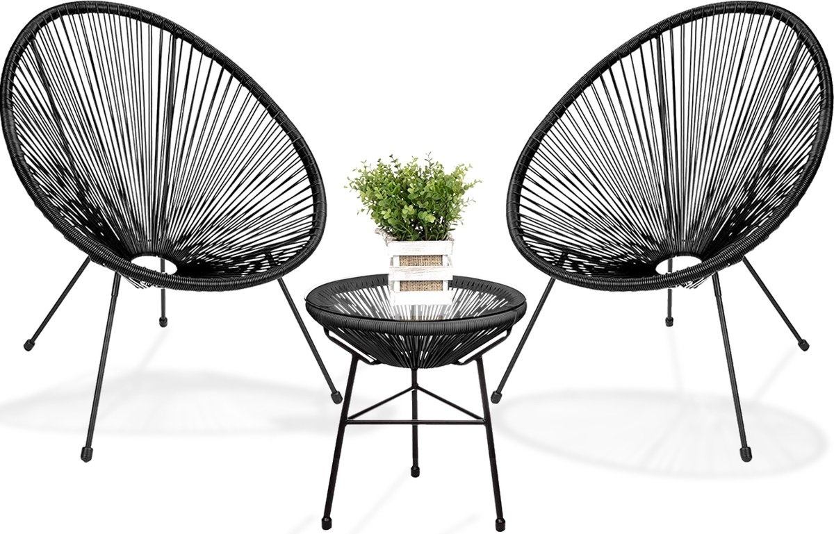 Life Is  günstig Kaufen-LifeGoods Acapulco Bistro Set - 3-tlg. - Gartenset mit Beistelltisch - Schwarz. LifeGoods Acapulco Bistro Set - 3-tlg. - Gartenset mit Beistelltisch - Schwarz <![CDATA[Das 2-Sitzer-Gartenset Acapulco von LifeGoods ist die perfekte Ergänzung für Ihren Ga