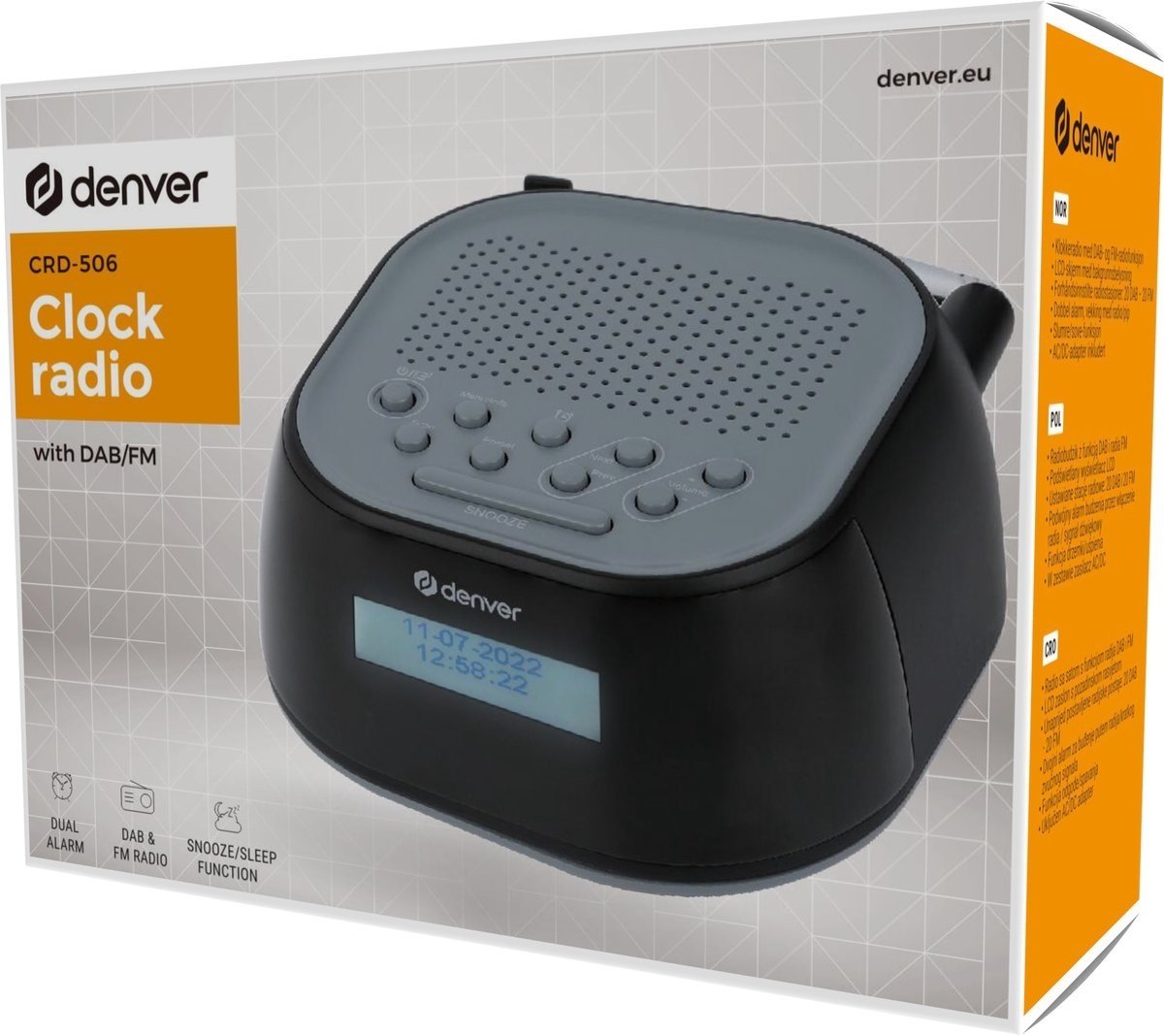 5706751065675 - DAB Radio - Radiowecker - Schlummerfunktion - FM Radio - 40 voreingestellte Sender - CRD506 - Schwarz