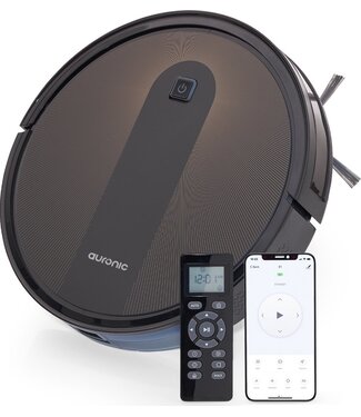 Auronic Auronic Staubsaugerroboter mit Wischfunktion - WiFi und App - 1400Pa - Automatische Ladestation - Duales Filtersystem - Schwarz