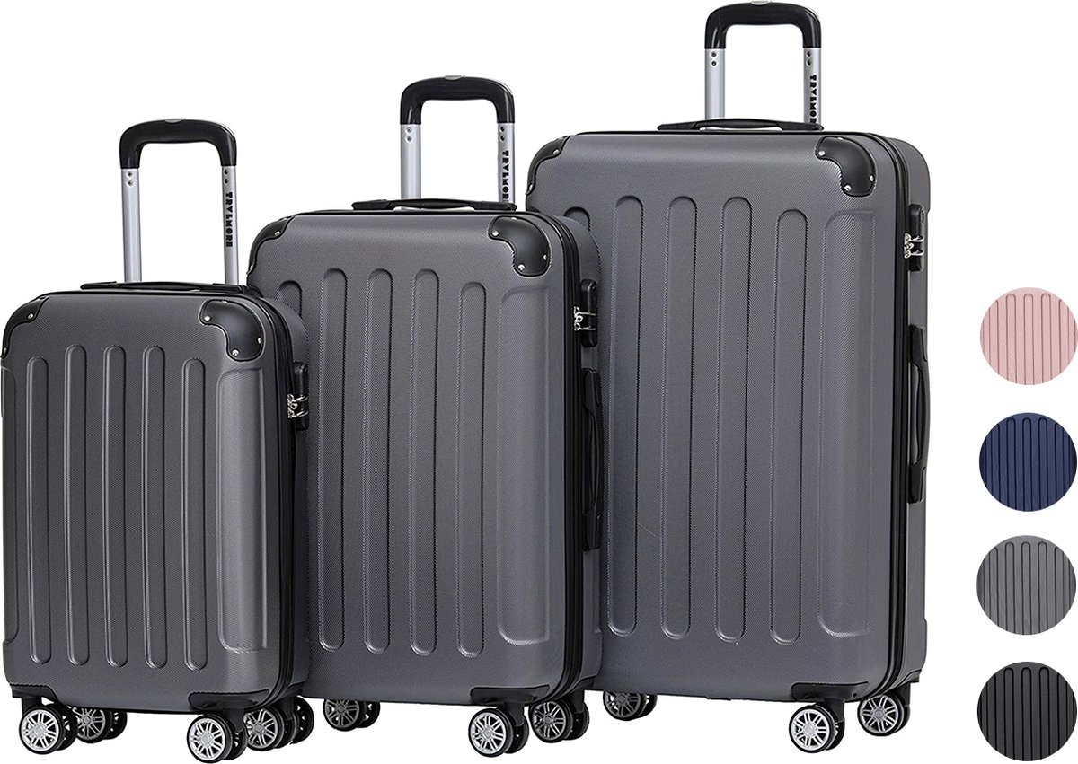 Kofferset günstig Kaufen-TRVLMORE Kofferset - 3 Stück - 38L (Handgepäck) + 70L + 110L - Dunkelgrau. TRVLMORE Kofferset - 3 Stück - 38L (Handgepäck) + 70L + 110L - Dunkelgrau <![CDATA[Ihr Urlaub ist erst komplett, wenn Sie den passenden Handgepäckkoffer mit Ro