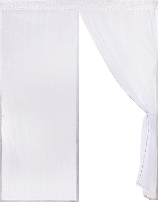 O'DADDY® Türvorhang - Fliegenvorhang - Magnetisch - Türgitter Deluxe 184 x 230 cm - Doppeltür - Weiß Hor - Türvorhänge