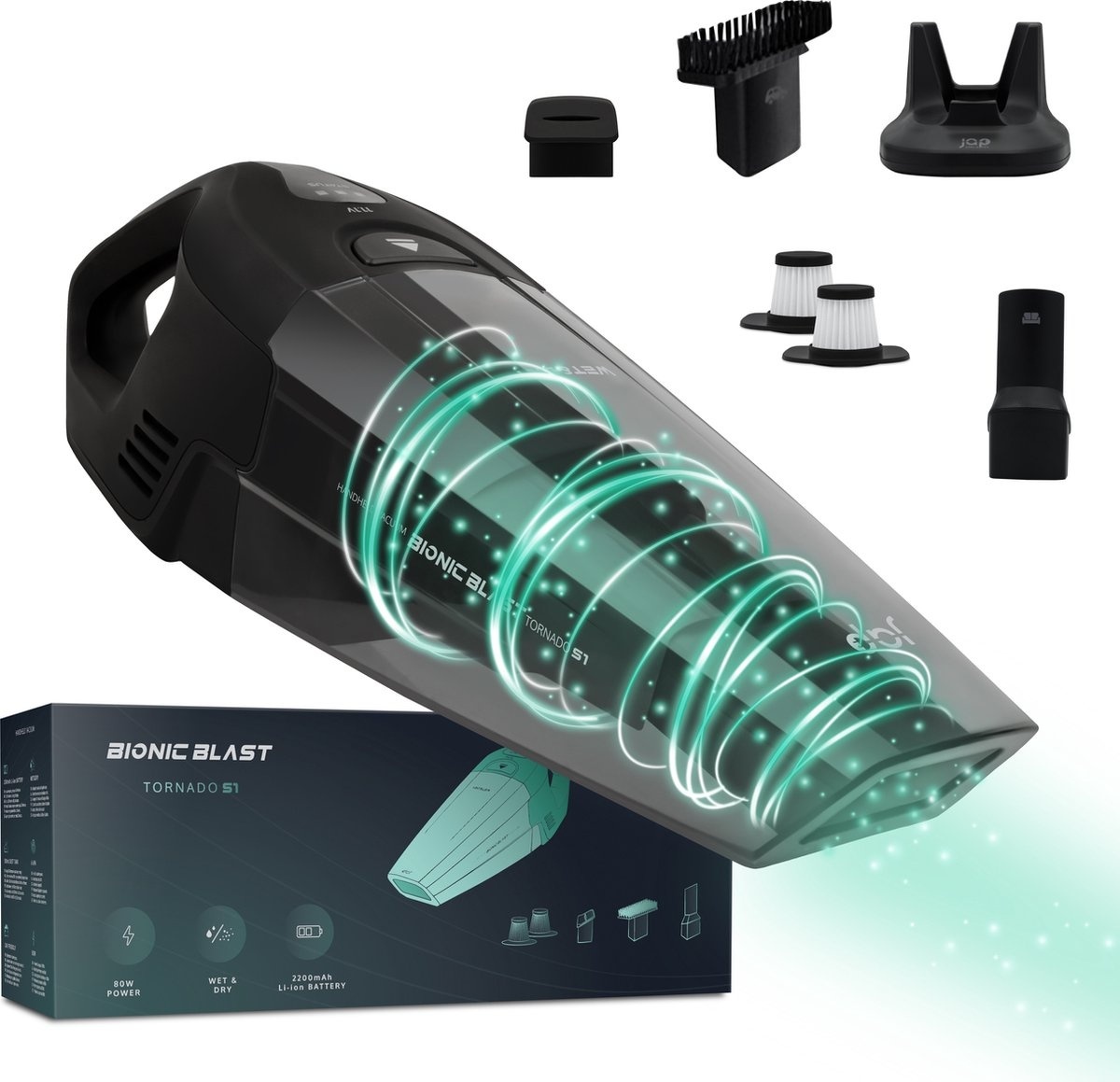 JAP Tornado S1 - Nass- und Trockenschmutz - Auto und Haushalt - Kabelloser Staubsauger - Staubsauger