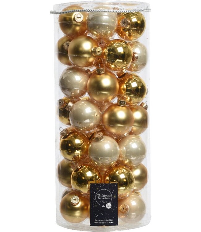Weihnachtskugeln Paket 49x Glasperlen/Goldkugeln 6 cm - glänzend und matt - Weihnachtsschmuck