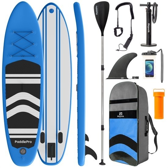 SUP Aufblasbares günstig Kaufen-LifeGoods SUP Board - Aufblasbares Paddle Board - Komplettset - Max. 135KG - 320x81cm - Blau. LifeGoods SUP Board - Aufblasbares Paddle Board - Komplettset - Max. 135KG - 320x81cm - Blau <![CDATA[Mit dem LifeGoods SUP Board werden Sie einen tollen Tag auf