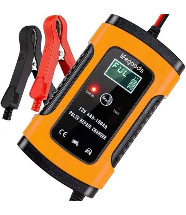 B-Ware LifeGoods Batterieladegerät - Erhaltungsladegerät - für Auto und  Motorrad - 12V - bis zu 100Ah - Orange Online kaufen bei  
