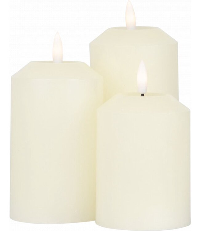 O'DADDY® Led-Kerzen mit beweglicher Flamme - Set 3 Größen 12 + 14,5 + 17 - 7,5d - Mit Dimmfunktion - Led-Kerzen mit Fernbedienung - 3d-Docht