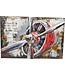 Wandschild - 94x64 cm - Metallmalerei - Flugzeug - 3D Kunst Malerei Metall