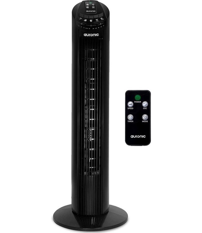 Auronic Tower Fan - Standventilator mit Fernbedienung - Timer - 50W - 45dB - 74cm - Schwarz