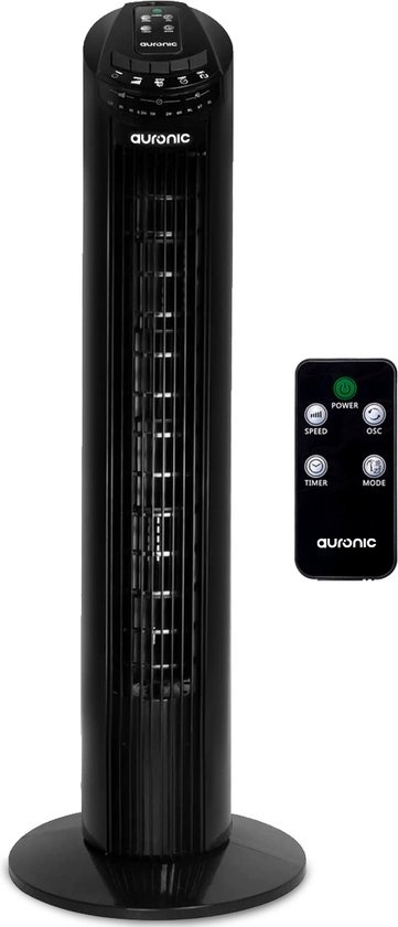 Time and  günstig Kaufen-Auronic Tower Fan - Standventilator mit Fernbedienung - Timer - 50W - 45dB - 74cm - Schwarz. Auronic Tower Fan - Standventilator mit Fernbedienung - Timer - 50W - 45dB - 74cm - Schwarz <![CDATA[Stijgt de hitte naar je hoofd? Wil je een kwalitatieve ventil