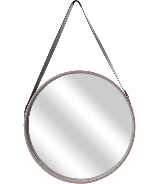 Home Deco - Runder Spiegel mit beigefarbenem Rahmen