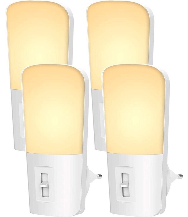 Qumax LED Nachtlicht Sockel 4 Stück - Dimmbare Nachtlichter mit Sensor - Babyzimmer Nachtlicht - Tag und Nacht Sensor - Kinder & Baby - Weiß
