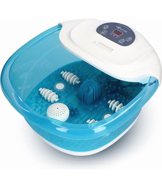 Qumax Elektrisch Beheiztes Fußbad mit Massagerollen - Fußmassage mit Vibration und Blasen - Inklusive LCD-Display - Bis zu 48° Grad
