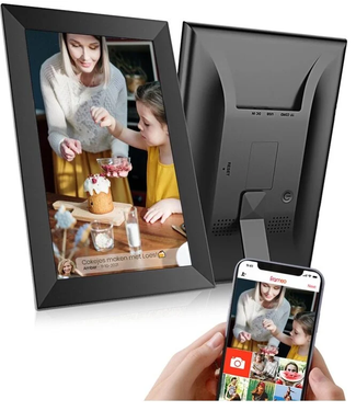 Qumax Qumax Digitaler Fotorahmen mit Frameo App - Wifi Fotorahmen Horizontal und Vertikal - 10-Zoll Digitaler Fotorahmen - Touchscreen - HD+