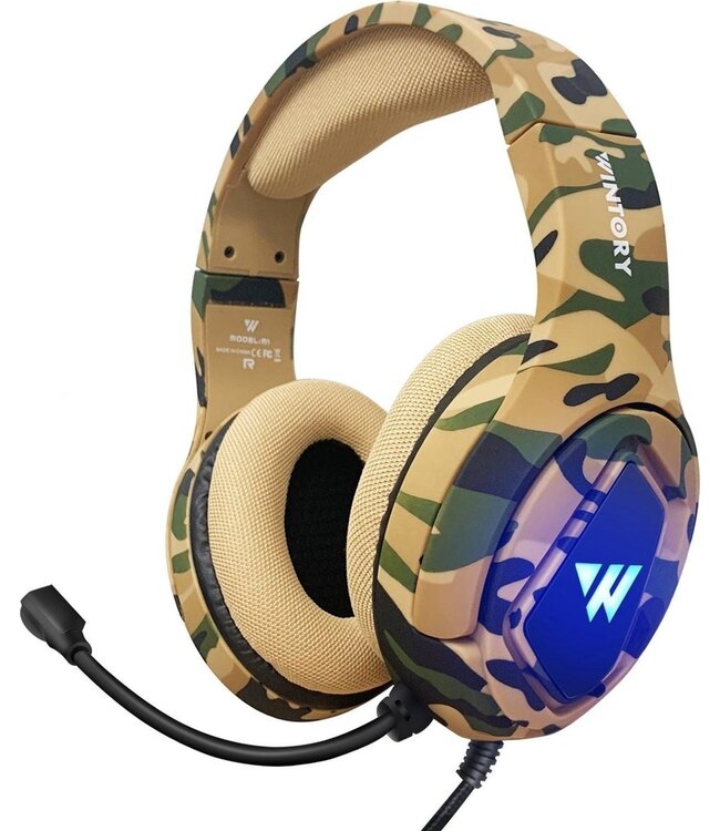 WINTORY M1 RGB Over-Ear Kopfhörer - Gaming Headset - mit Mikrofon für Nintendo Switch - PS4/PS5 - PC/Laptops - Xbox One - Camouflage