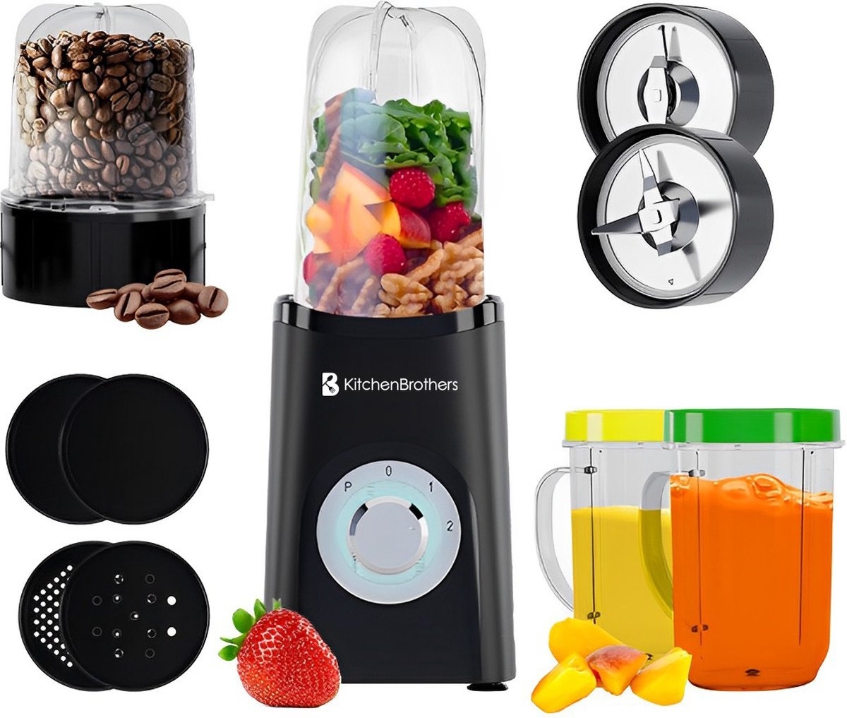 MIX 1 günstig Kaufen-KitchenBrothers Smoothie Mixer - 2-in-1 - 4 Tassen - Smoothie Maker To Go - Mini Mixer - Schwarz. KitchenBrothers Smoothie Mixer - 2-in-1 - 4 Tassen - Smoothie Maker To Go - Mini Mixer - Schwarz <![CDATA[Der KitchenBrothers Smoothie Blender ist ein umfang