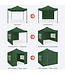 LifeGoods Partyzelt - 3x3 m - Seitenwände - Einfacher Aufbau - Zusammenklappbar - Wasserdicht - Tragetasche mit Rädern - Dunkelgrün