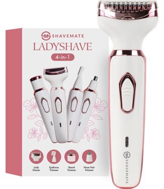 ShaveMate Shavemate 4 in-1 Ladyshave für Frauen - Trimmer Frau - Haarentferner - Weiß