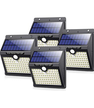 Auronic Auronic Solar Außenleuchte mit Bewegungssensor - Wandleuchte mit Sensor - Solar - 97 LEDs - IP65 - 4 Stück - Schwarz