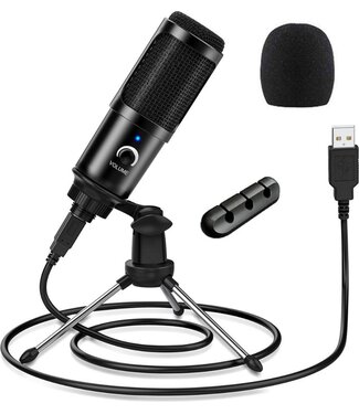 URGOODS Kondensatormikrofon für PC - Studiomikrofon - Gaming-Mikrofon - USB - mit Ständer - Nierencharakteristik - Schutzhülle und Kabelorganisation