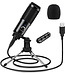 Kondensatormikrofon für PC - Studiomikrofon - Gaming-Mikrofon - USB - mit Ständer - Nierencharakteristik - Schutzhülle und Kabelorganisation