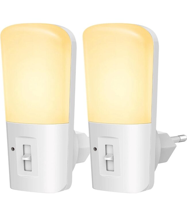 Qumax LED Nachtlicht Sockel 2 Stück - Dimmbare Nachtlichter mit Sensor - Babyzimmer Nachtlicht - Tag und Nacht Sensor - Kinder & Baby - Weiß