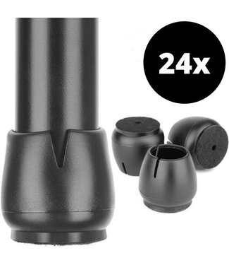 EarKings Stuhlbeinschützer Bodenschützer Ø17-21 mm - Stuhlbeinkappen Möbelkappen 24 Stück - Runde Stuhlkappen Bodenschützer Stühle - Earkings Black